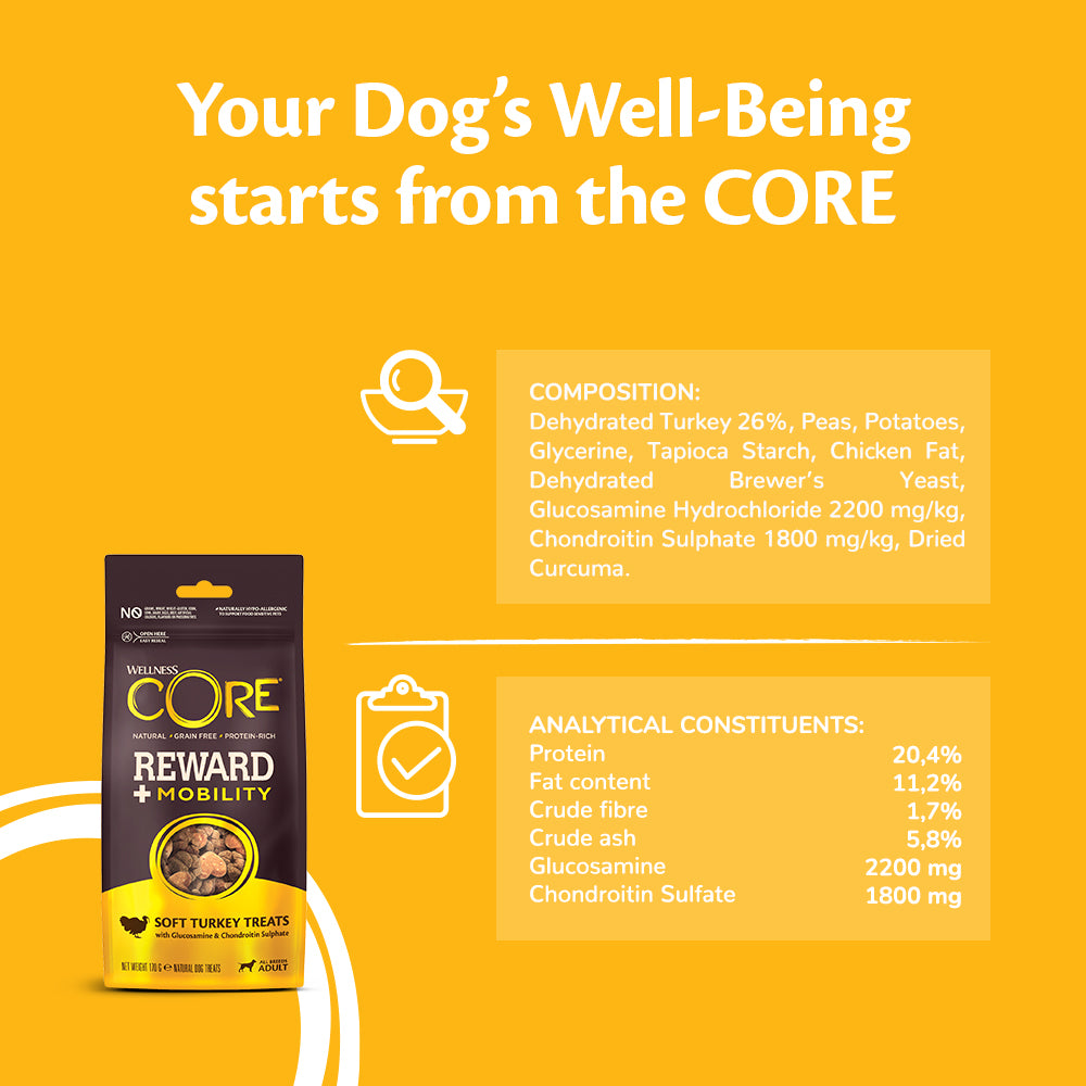 Wellness CORE reward+ mobility soft turkey treats 170gr