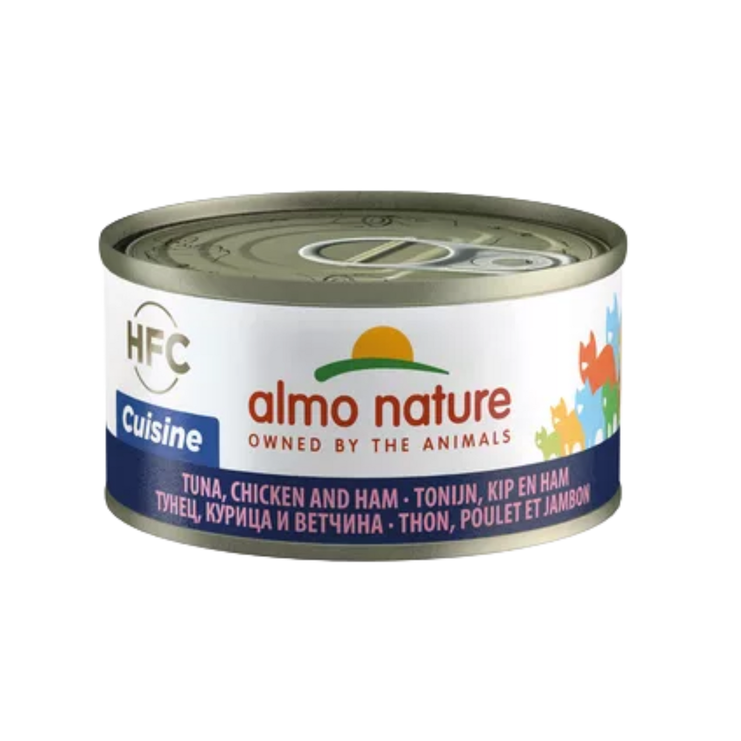 Almo Nature HFC cat blik cuisine tonijn&kip&ham (Tuna, Chicken & Ham) 70gr