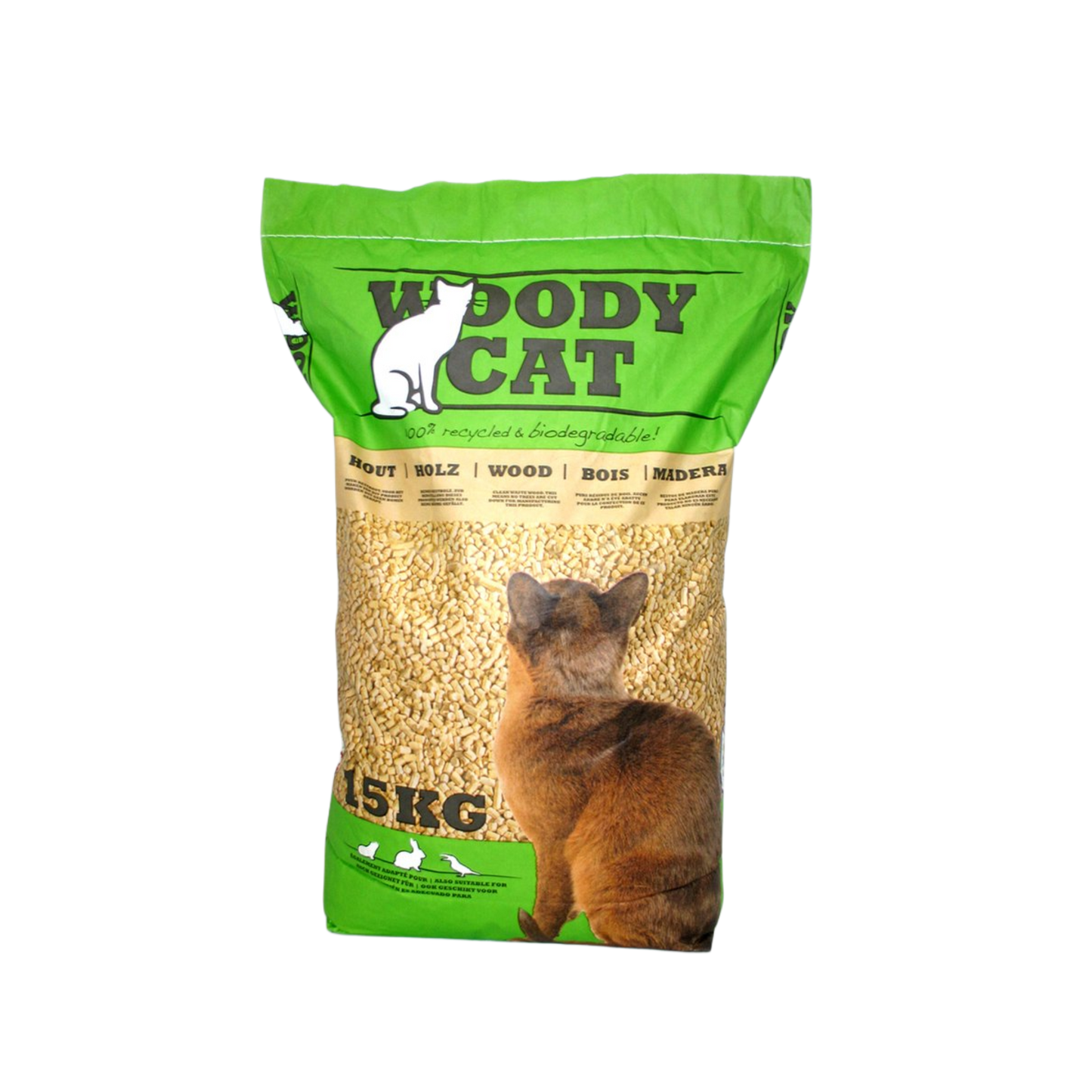 Woody Cat houtkorrel (15kg) 25ltr