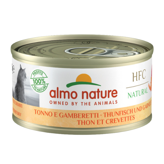 Almo Nature HFC cat blik natural tonijn&garnaaltjes 70gr