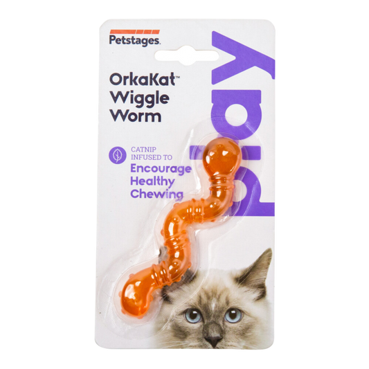Petstages cat orkakat catnip wiggle worm orange 1st